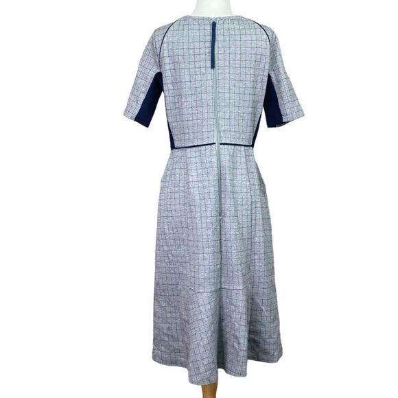 Betabrand Career Dress Gray Red Navy Check Size Medium - Picture 3 of 7